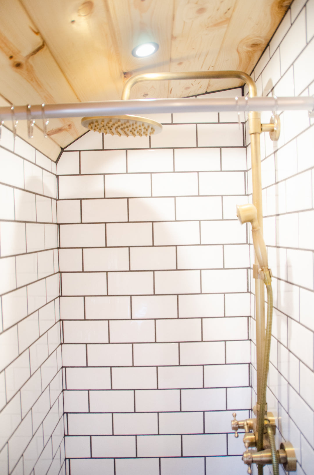 Skoolie shower - tiled