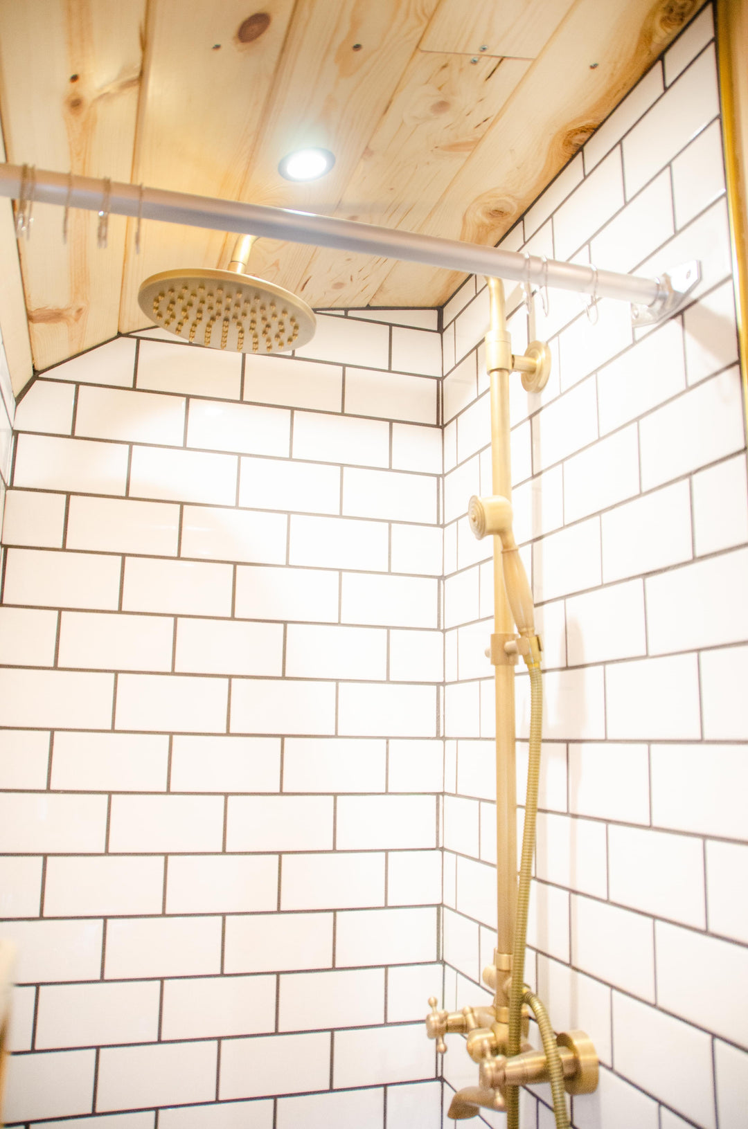 Tiled Skoolie shower