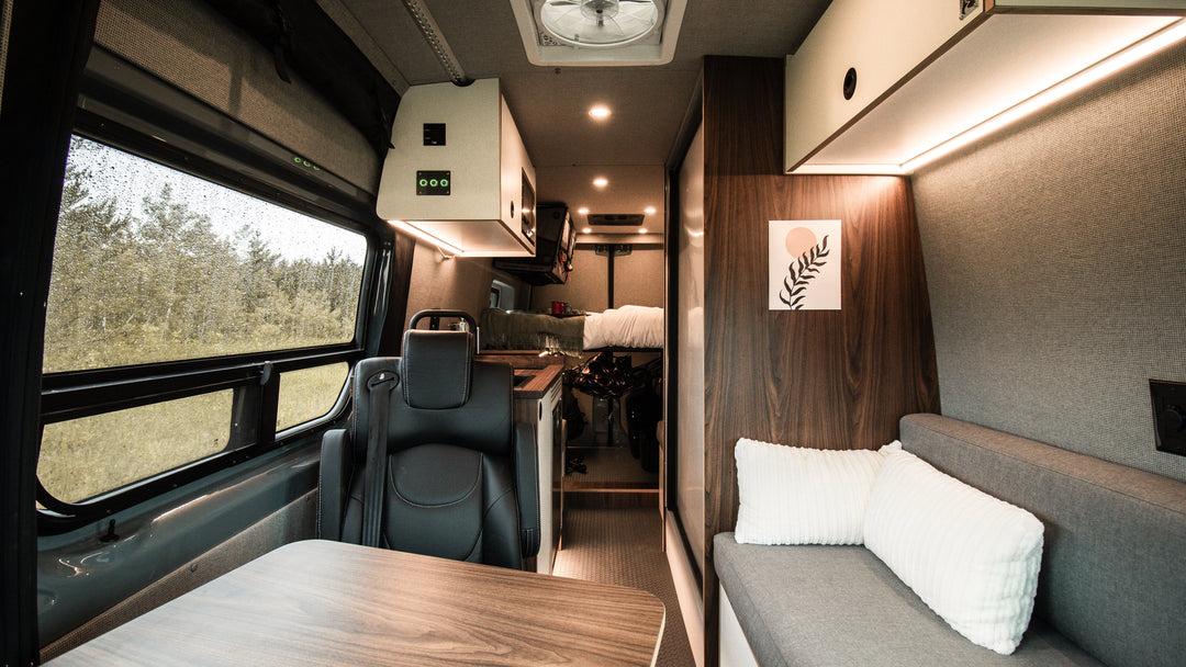 Custom van on trail