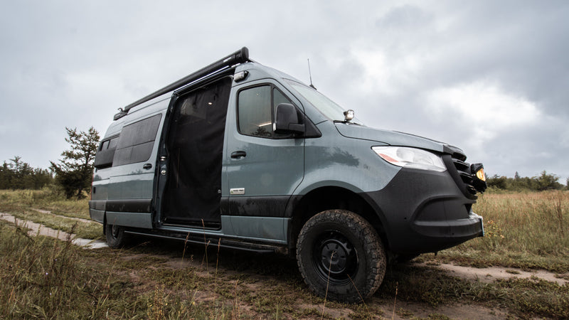 2Pines van in winter mountains