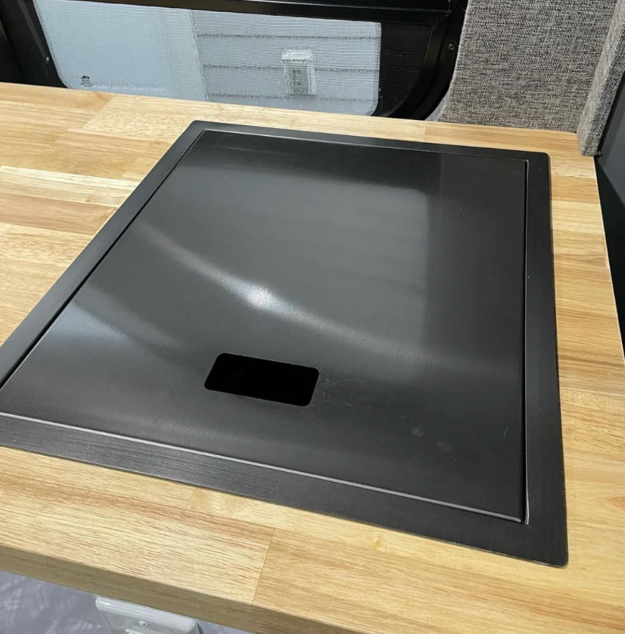 Black Nanotech Stainless Steel Campervan Sink - With Pull Out Faucet