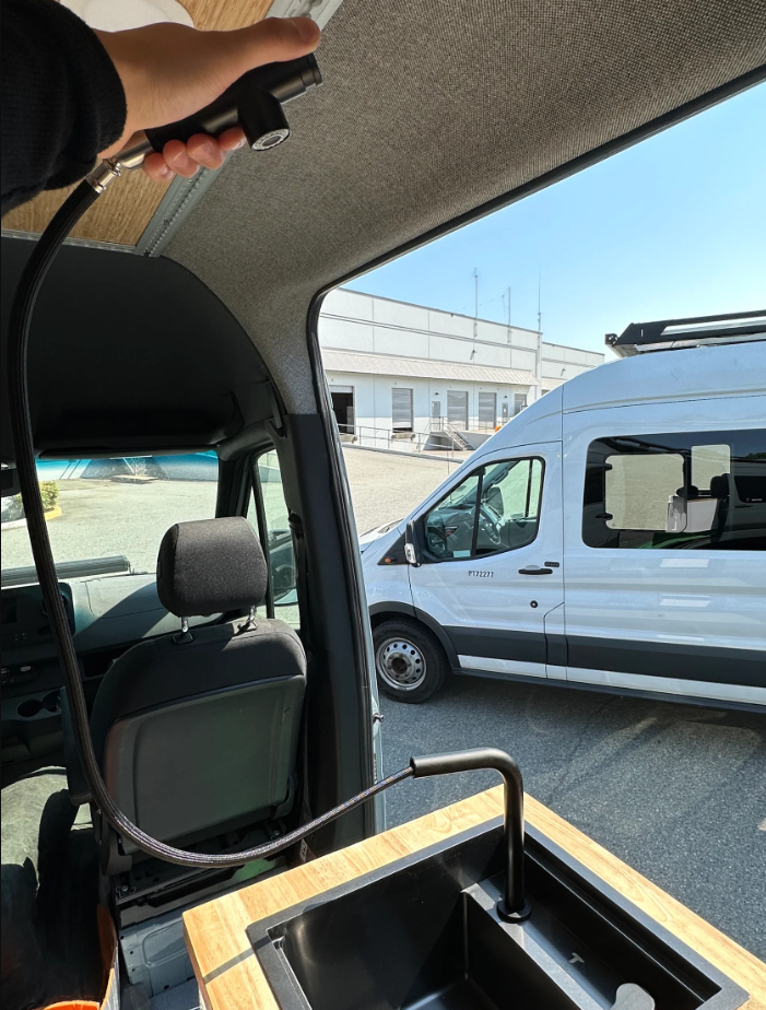 Black Nanotech Stainless Steel Campervan Sink - With Pull Out Faucet