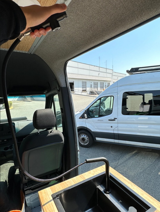 Black Nanotech Stainless Steel Campervan Sink - With Pull Out Faucet