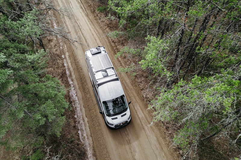 Snyder, a Transit Trail 148 on a forest road from above